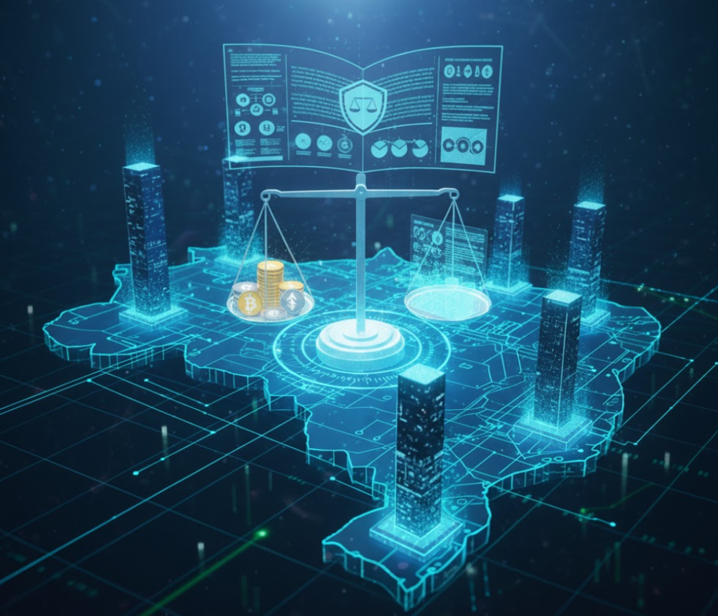 Arte representativa de regulamentação de moedas digitais no brasil