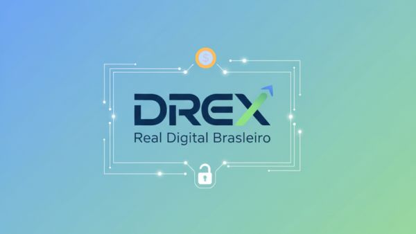 Logo representativo do Drex, moeda digital brasileira, com elementos que indicam sua capacidade de inovação