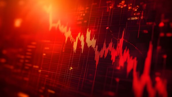 Gráficos queda representando o que acontece no índice principal de uma bolsa no acionamento de um circuit breaker